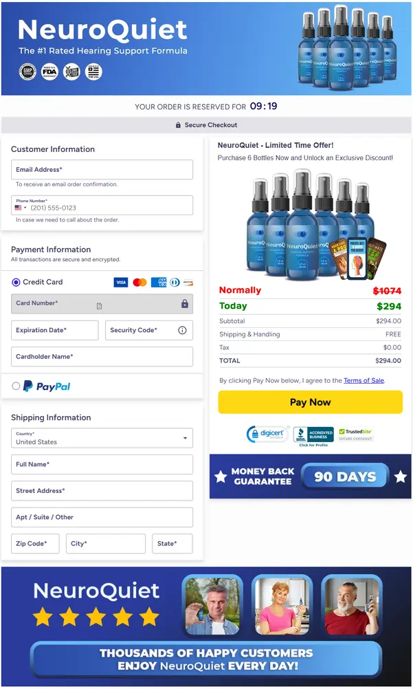NeuroQuiet Checkout Page